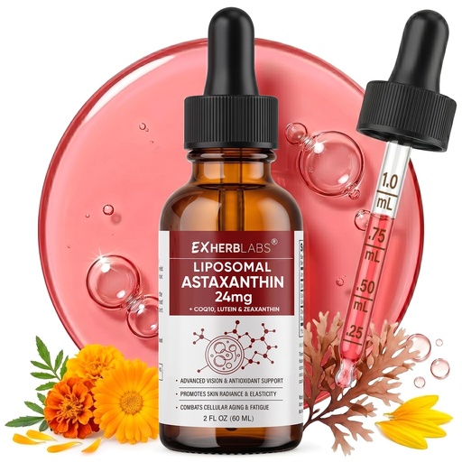 [BRSRGBIFDEDQYYD2] Astaxanthin Supplements, 24mg Astaxanthin Organic Drops for Joint Comfort, Eye Health & Skin Radiance, Maximum Strength Antioxidant Formula, 60 ml