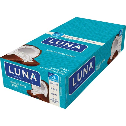 [BRSWY2QTCECAKDY3] Clif Bar Luna Bar for Women - Box of 15 (Chocolate Dipped Coconut)