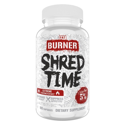[BRSW2YIBBYBWOD3Z] 5% Nutrition Shred Time Fat Burner | Green Tea, Coffee Bean, Cayenne, Theobromine, GBB | Appetite Suppression | 30 Servings (180 Capsules)