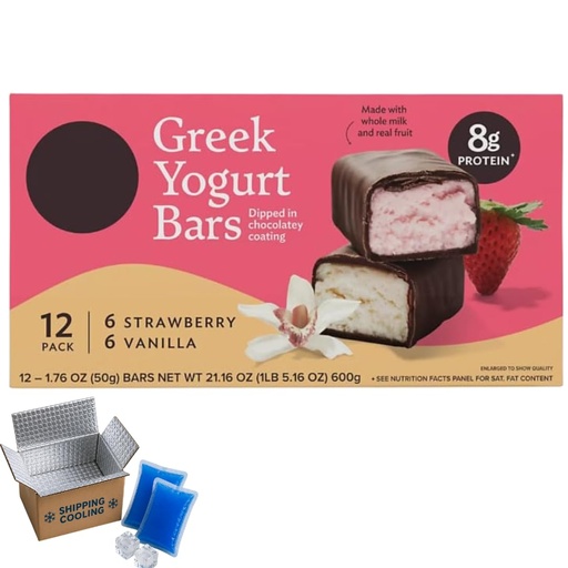 [BRSREBAEBAOQGALV] Greek Strawberry and Vanilla Yogurt Bars, 12 pk./1.76 oz
