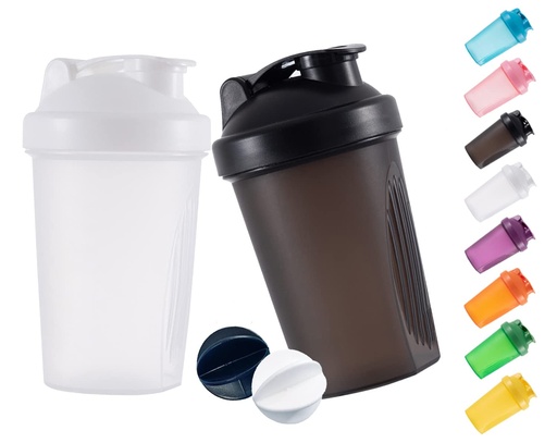 [BRSRMCTQB4GRODLU] Shaker Bottle Protein Shakes and 16-Ounce/400ML Shaker-Bottle with Whisk Balls, Non-BPA plastic (Black+White(2PCS))