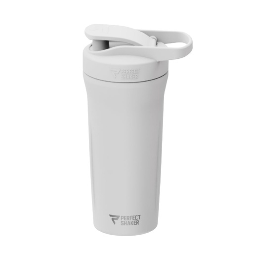 [BRSREGDRDMNAOYLV] PerfectShaker Premium Stainless Steel Shaker Bottle – Double Wall Vacuum Insulated, Leak-Proof, BPA-Free, Non-Toxic, ActionRod Mixing – Gym, Fitness & Travel Protein Shaker -27oz (White)