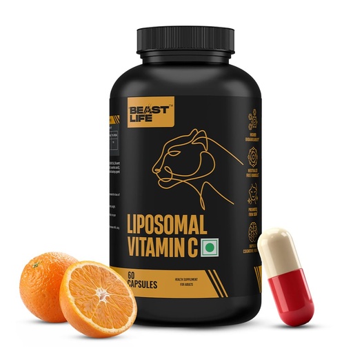 [BRSREFL2OZ4AI3DZ] BeastLife Liposomal Vitamin C | Higher bioavailability | Neutralizes free radicals | Promotes firm skin Health | Improve cognitive function Immunity Support– Fast Absorption & Bioavailability | 60 Capsules