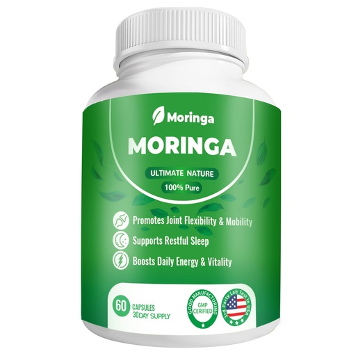 [BRSRGCYHAABA4HQU] Organic Moringa Oleifera Capsules 800mg - 60 Count Plant-Based Leaf Powder Supplement - Pure Green Superfood for Metabolic Support & Natural Energy - Non-GMO, Vegan