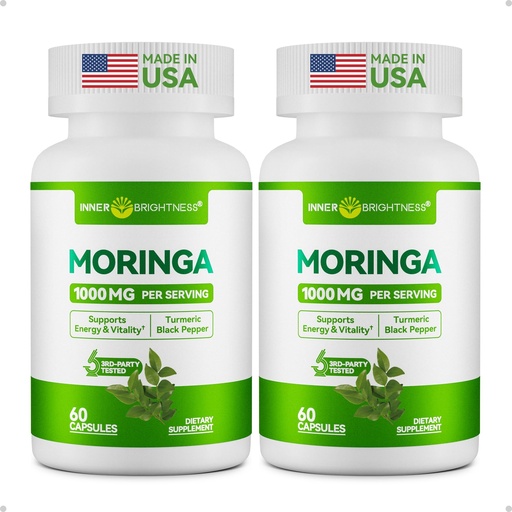 [BRSRECYPBB7GEHLA] Moringa Capsules 1000mg, Moringa Leaf Extract 10:1, Complete Green Superfood, for Energy, Sleep, Immune & Gut Health, Veg Capsules 120 Count, All-Natural, Non-GMO, Made in USA