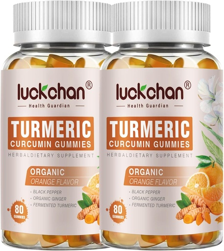 [BRSRAGQFOVYQKE35] Turmeric і Ginger Gummies (2 Pack) - Турмерична куркумина з чорним перцем та джинсовим добавкам для здорової шкіри - Vegan Turmeric Gummies для дорослих - Gluten Free, Low Sugar