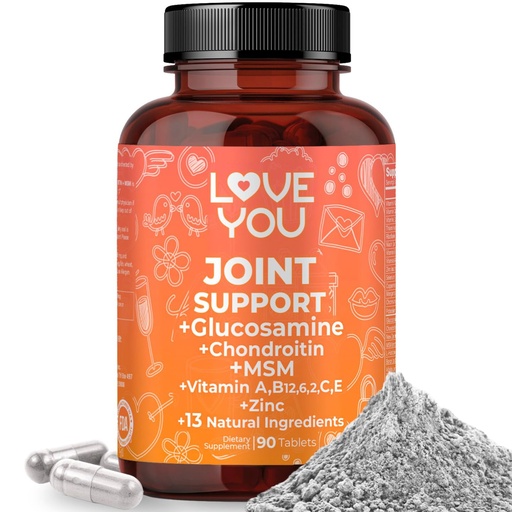 [BRSRAAT2PN7WKAIV] Love You Joint Support Supplement for Relief - Glucosamine, Chondroitin, MSM & Turmeric - Supports Mobility & Flexibility (Bones, Back, Knees, Hands), 90 Tablets, 45-Day Supply - Made in USA