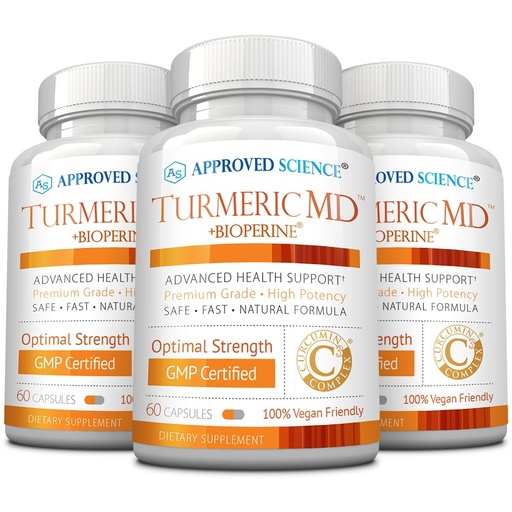 [BRSWKGY5BNYWEFI5] Approved Science Turmeric MD - Turmeric Extract with BioPerine Black Pepper & 95% Standardized Turmeric Curcuminoids - 180 Capsules (3 Month Supply)