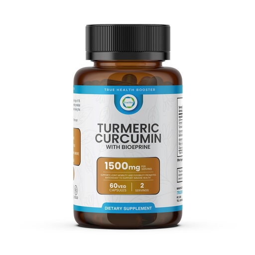 [BRSREZD2AUNROFAY] Turmeric Curcumin with BioPerine 1500mg - High Absorption Turmeric Extract 95% Curcuminoids with Black Cumin & Ginger - Natural Joint Support & Immune Health - 60 Veggie Capsules