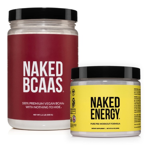 [BRSRMHAFDJ7GKHQ7] NAKED Vegan Energy and Performance Bundle Unflavored Energy Bcaas Amino Acids Powder