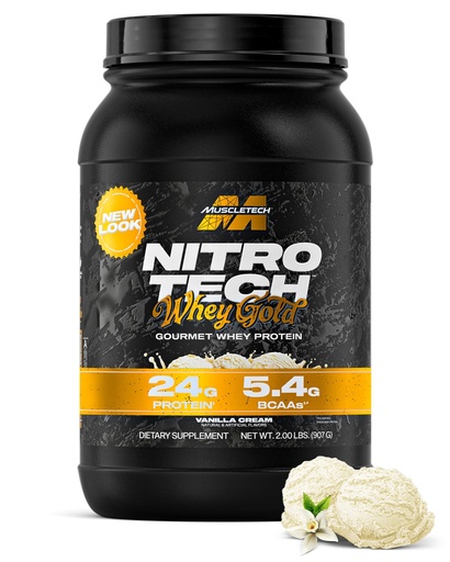 [BRSWKGA4AJ7GO33U] MuscleTech Whey Protein Powder (Vanilla Cream, 2LB) - Nitro-Tech Whey Protein Isolate Smoothie Mix for Lean Muscle & Recovery - 24g of Whey Gold for Women & Men - Packaging May Vary