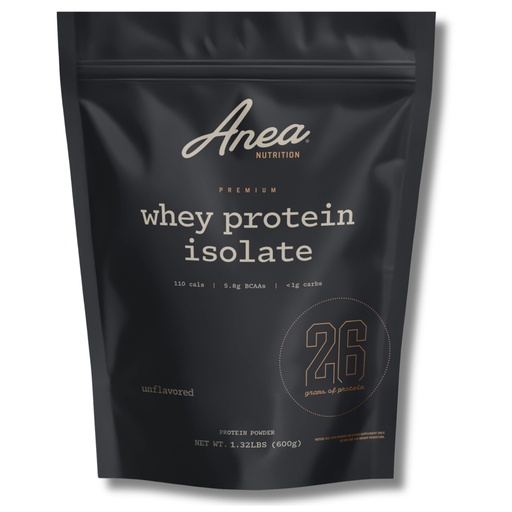 [BRSREAQNAAHGKYDV] Anea Protein Powder, Whey Isolate Protein Powder, Whey Isolate, 5.8g BCAAs, RBST Free, Gluten Free, Soy Free, No Fillers, No Artificial Sweeteners, Unflavored, 26g Per Serving, 20 Servings