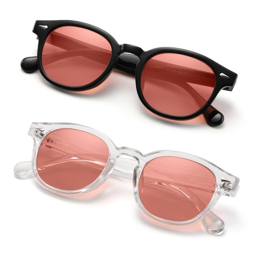 [BRSREZAHCR5RYCLJ] 2 Pack FLuorescent-41 Pink Tinted Migraine Glasses Light Sensitivity Eyeglasses Indoor/Outdoor Photophobia Eyewear