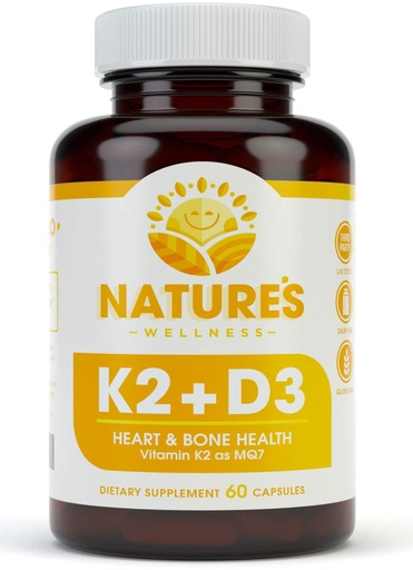 [BRSWGEALO4IQGAL6] Vitamin K2 (mk7) with D3 Supplement for Best Absorption - 2-in-1 Support for Heart Health and Strong Bones | Vitamin D & K Complex | D3 5000 IU + K2 100 mcg | GMO & Gluten Free - 60 Count