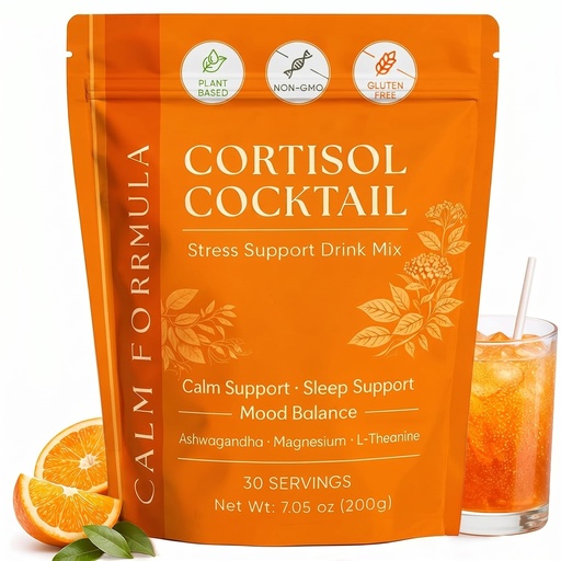 [BRSRGALQCV4BEEI2] Cortisol Cocktail – Cortisol Support Supplement for Women, with Ashwagandha, Magnesium & L-Theanine Blend, Daily Stress Support, Relaxation Formula & Sleep Support, 30 Servings