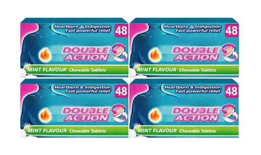 [BRSRGBLRDMHQGD3U] GAV Double Action Mint Flavour Chewable Tablet 48ct (Pack of 4) | Double Action Mint