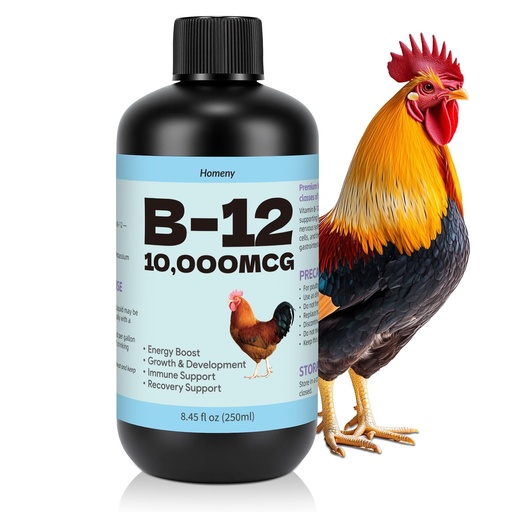 [BRSRGHT3B4NBA3D7] Vitamin B12 Liquid for Poultry, 10000 MCG Nutritional Supplement for Chickens, Supports Daily Vitality & Development, Liquid Vitamin Feed Additive for Hens, Roosters, Ducks, Geese & Turkeys