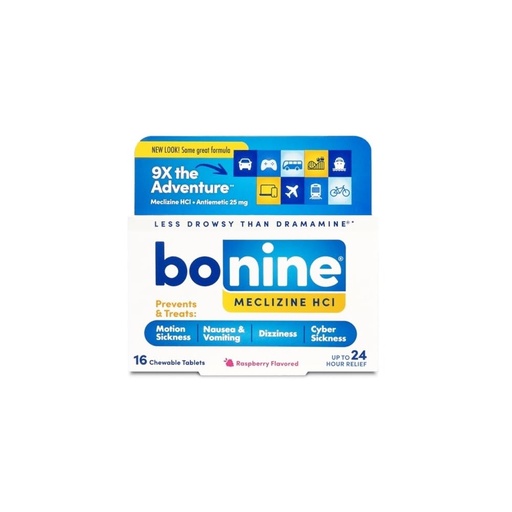 [BRSWKH3ZDIBGEYAY] Bonine Chewable Tablets for Motion Sickness, Raspberry 16 ea - Buy Packs and SAVE (Pack of 4)