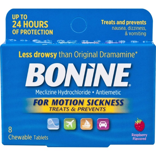 [BRSWIYIFDEIAYGDI] Bonine Motion Sickness Protection, Chewable Tablets, Raspberry 8 ea (Pack of 5)