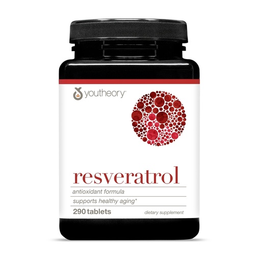 [BRSWIGT5CR6RAFLC] Youtheory Resveratrol Advanced Antioxidant Formula - Premium Antioxidant Supplement with Super-Fruit Blend - Contains ResVida - Dairy, Soy & Gluten Free - 290 Tablets