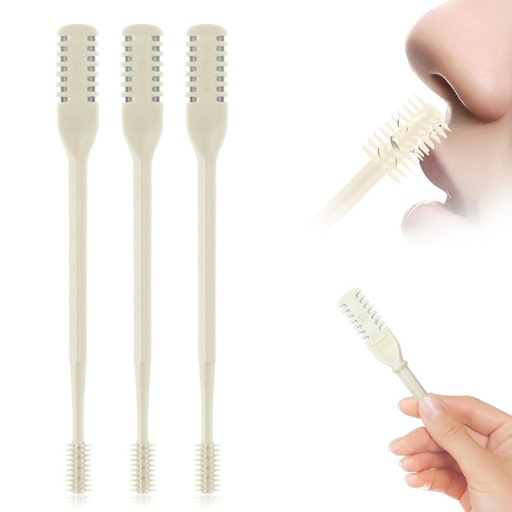 [BRSREAQYCUCWM2DD] Nasal Hair Cutter for Women Men,2025 Upgraded 360° Rotating Nostril Hair Removal Tool Double Sided Nose Hair Blade,Manual Nose Hair Trimmer for Home Travel Essentials (Beige, 3pcs)
