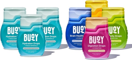 [BRSRAAL3CENB6CTL] Buoy Electrolyte Drops Variety Pack Bundle 280 Servings | No Sugar, No Sweeteners | Dietitian Recommended | Trace Minerals | Purposefully Unflavored Add to Any Drink