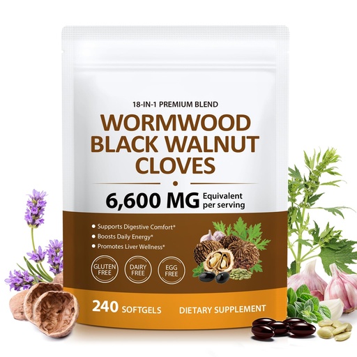 [BRSRGGQTPJ7AO23V] Frovetani 18-in-1 Wormwood Black Walnut Clove Capsules, Wormwood Black Walnut Clove, Plant-Based Gut Wellness Formula with Garlic, Oregano & Pumpkin Seed, Easy-to-Swallow, 240 Softgels