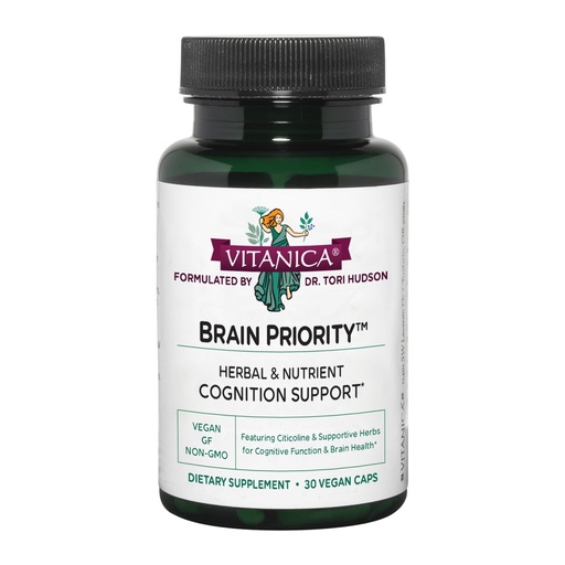 [BRSREBIPCMBBUGQ7] Vitanica Brain Priority - Brain Health Supplement and Cognition Support with Nootropic Citicoline, and Bacopa, Curcumin, and Saffron - Supports Memory, Focus, and Clarity - Vegan - 30 Capsules