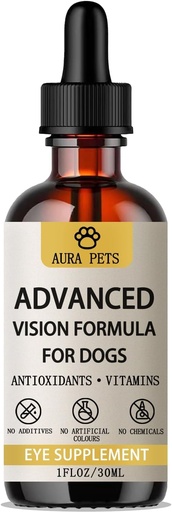 [BRSRGHQRBV4BE3DG] Aura Pets Advanced Vision Formula for Dogs - Eye Health Support with Lutein, Zeaxanthin & Astaxanthin - Helps Maintain Clear Vision & Comfort - 30ml Liquid Supplement