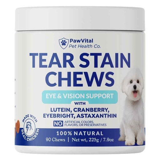 [BRSRECYPOEMBYE3F] Tear Stain Chews for Dogs – Natural Tear Stain Remover & Eye Health Supplement with Cranberry, Lutein & Eyebright – Reduces Tear Stains, Supports Vision & Promotes Clear Eyes – 90 Soft Chews