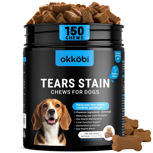 [BRSREEAFCIMRY2TL] Tear Stain Chews and Eye Vitamins for Dogs - 150 Vision Soft Bites - Eye Supplements for Dogs with Lutein, Eyebright, Cranberry & Vitamin C - Chicken Flavor