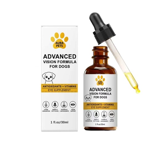 [BRSRYZT4CANG2H32] Aura Pets Advanced Vision Formula for Dogs, Vision Support Formula for Dogs with Lutein, Zeaxanthin & Astaxanthin, Helps Maintain Clear Vision & Eye Comfort, 30ml (1)