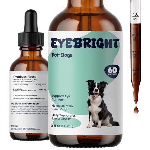 [BRSRYYYDCICW22DP] Eyebright for Dogs, Liquid Eye Wellness Supplement with Eyebright Herb Extract, Supports Eye Comfort, Clear Vision & Daily Visual Wellness for Dogs, Oral Drops, 2 fl oz