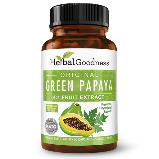 [BRSWKHD6AUABY2IY] Green Papaya Fruit Extract Capsules - Organic Papaya Enzymes with Prebiotics and Probiotics for Digestive Health - Super Digestive Enzymes, Immune Support- 60 Capsules, Made in The USA