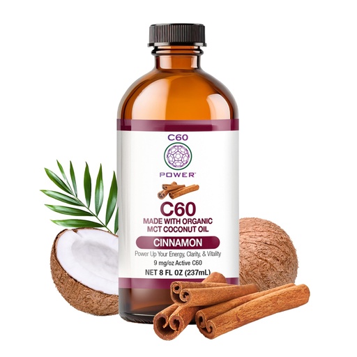 [BRSROHQ2CQGQIDYZ] C60 Power Cinnamon Flavored C60 in Organic MCT Coconut Oil - Natural Wellness & Antioxidant Support for Men & Women, 99.99% Pure Sublimated C60, Promotes Energy, Clarity, & Stamina - 8 fl oz Bottle