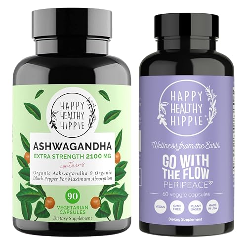 [BRSRGGAPAQAWAE3V] Happy Healthy Hippie PeriPeace Supplements for Women & Organic Ashwagandha Capsules