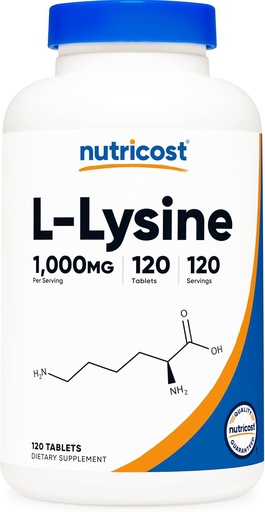 [BRSW2233CEOWGFD7] Nutricost L-Lysine 1000mg, 120 Tablet - Gluten Pulsuz, Non-GMO və Vegetarian Dostu