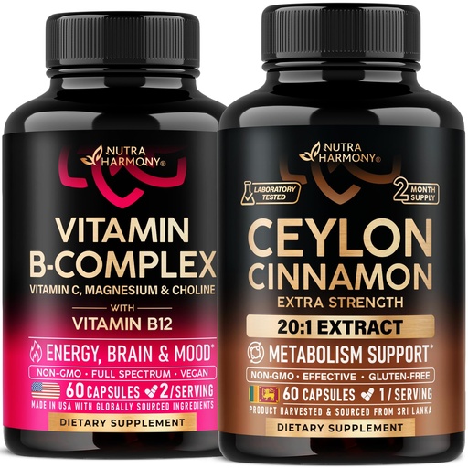 [BRSROCYTCAOQ4YA2] NUTRAHARMONY Vitamin B Complex & Ceylon Cinnamon Capsules