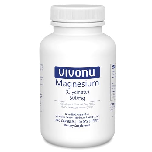 [BRSRYYIFAQNBMAA4] VivoNu Pure Magnesium* Glycinate* 500mg Organic Ceylon Cinnamon with MCT Oil Supplements Softgels
