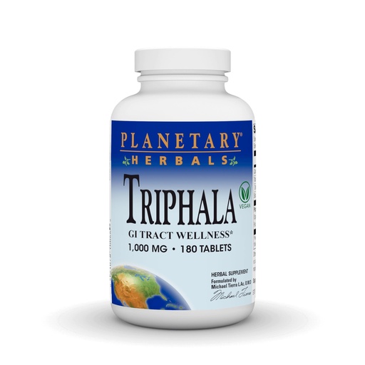 [BRSWIHLYPMOGKCI3] Planetary Herbals Triphala Internal Cleanser 1000mg for GI Tract Wellness - 180 Tablets | Support for GI Tract Wellness