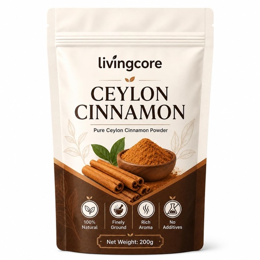 [BRSRYYAFBF5RM33D] livingcore Ceylon Cinnamon, Organic Ceylon Cinnamon Powder, Fine Powder for Daily Nutrition, Sustained Energy, Supports Daily Energy Levels (1pcs)