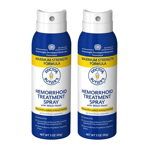 [BRSROFI2C4NB6FI3] Doctor Butler's Hemorrhoid Spray - Hemorrhoid Treatment and Medicated Cleansing Solution with Witch Hazel and Aloe Vera to Help withDiscomfort, Itch Relief and Swelling* (3oz, 2pk)