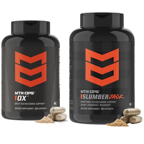 [BRSRGADYCJ7RM23B] MTN OPS Ox & Slumber Jack Testosterone Support Bundle for Men – Daytime Testosterone Booster + Nighttime Recovery & Sleep Support Supplement