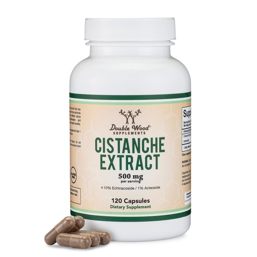 [BRSRMBICA4ARSE3X] Cistanche Tubulosa Extract 500mg Per Serving (120 Capsules) Cistanche Testosterone Supplement for Men (Standardized to Contain Echinacosides and Acteosides) by Double Wood