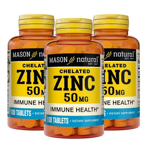 [BRSW2FI7OAHG2HL7] Mason Natural Zinc 50 mg, Supports Immune Function & Antioxidant Health, 100 Tablets, Pack of 3
