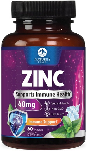 [BRSRACAFPJYBSGY6] Zinc Supplements 40mg - 40mg of Zinc is the NIH's Safe Upper Daily Limit for Women & Men - Best Zink Supplement for Immune Support, Antioxidant, Skin Health, Gluten Free, Bottled in USA - 60 Caplets