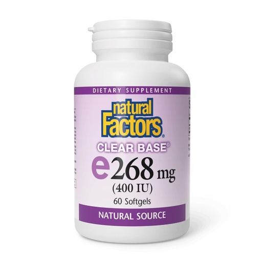 [BRSWIYT3PMMWC3QV] Natural Factors, Clear Base Vitamin E 400 IU, Antioxidant Support for Cardiovascular and General Health, 60 softgels (60 servings)