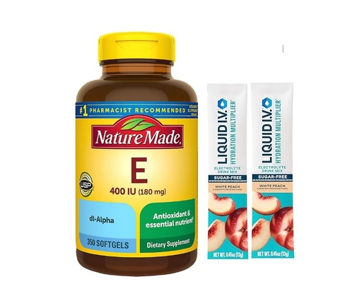 [BRSRAAQNCQJWOETL] Nature Made Vitamin E 400 IU 180 MG (350 CT) + Bonus 2 Sugar-Free White Peach Hydration Stick