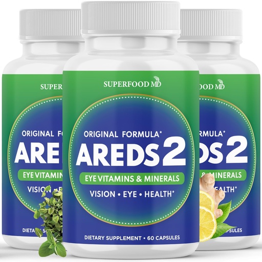 [BRSRABA2OR7RSFY6] Superfood MD AREDS 2 Eye Vitamin & Mineral Supplement, Contains Lutein, Vitamin C and E, Zeaxanthin, Zinc with Added Copper - 180 Count