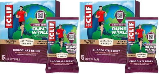 [BRSRGCAFC4PAEDY3] CLIF BAR – Energy Protein Bars – Limited Edition Run the World - Chocolate Berry - Made with Organic Oats - Energy Bars - Non-GMO (10 Pack)